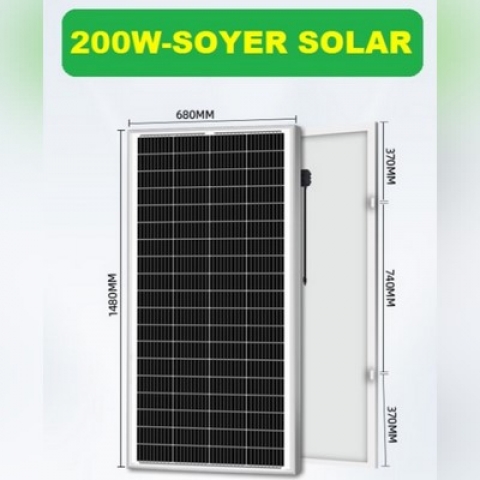 Pin năng lượng mặt trời mono 200w18v Hãng SOYER SOLAR tặng 1 cặp jack mc4 đơn 