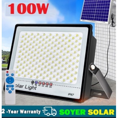 Đèn Năng Lượng Mặt Trời 100W , Đèn Led Chống Lóa SOYER TECH Cảm Biến Ánh Sáng Cao Cấp 100W - SOYERSOLAR-100W