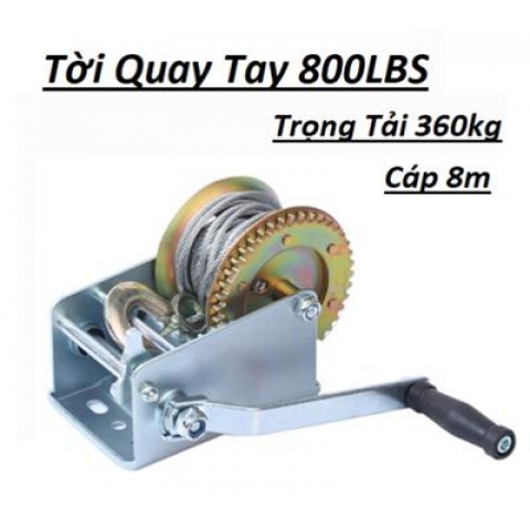Tời quay tay 800lbs trọng tải 360kg cáp 8m