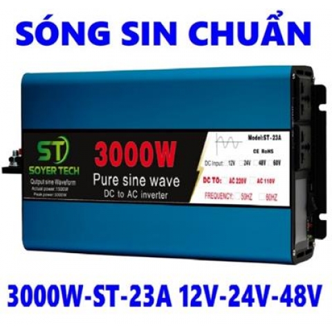 Bộ chuyển đổi điện Sin Chuẩn 3000W-Bộ Đổi Nguồn 12V24V48V sang 220V Sin Chuẩn 3000w-Mã ST23A-3000W-SOYER TECH