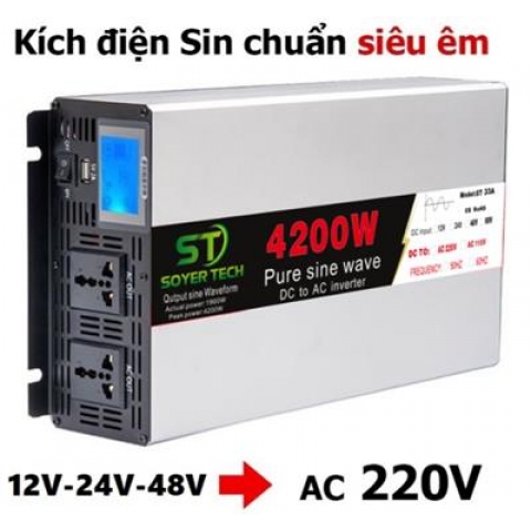 Bộ chuyển đổi điện Sin Chuẩn 4200W-SOYER TECH-Bộ Đổi Nguồn 12V sang 220V Sin Chuẩn 4200w