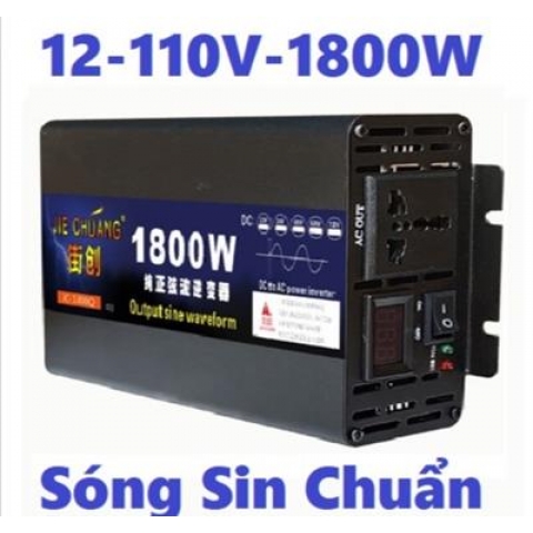 Bộ đổi nguồn inverter 12v lên 110v 1800W Sóng Sin chuẩn- Bộ chuyển đổi điện sóng sin tinh khiết 12v 1800W