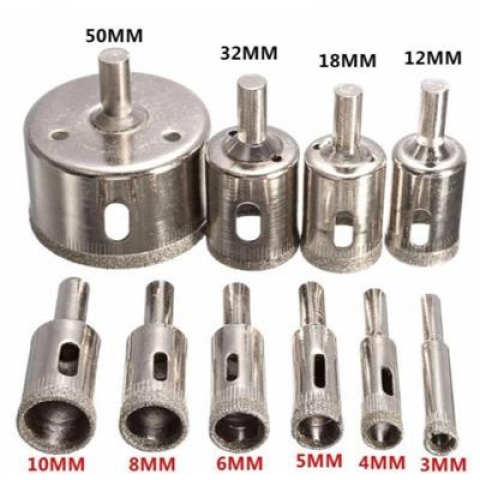 Bộ 10 Mũi Khoan Khoét Lỗ Tròn Dùng Cho Tường KínhGạchBê TôngSứ
