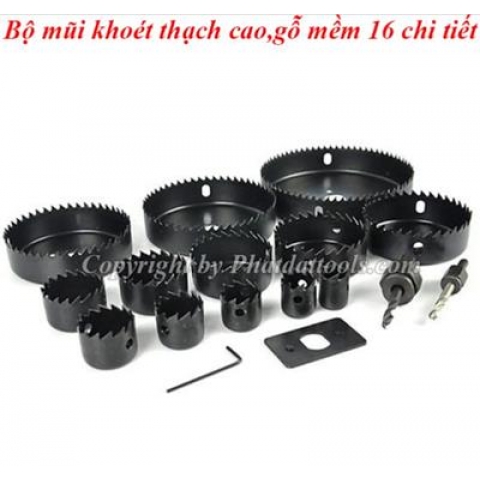 Bộ 16 chi tiết mũi khoan khoét lỗ thạch cao ,gỗ