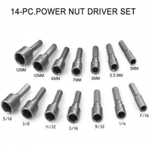 Bộ 14 đầu khẩu vặn ốc lục giác gắn máy khoan