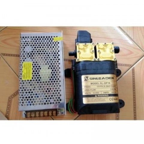Bộ máy bơm đôi cao áp mini 12v SINLEADER + Nguồn tổ Ong 12V-10A-120w