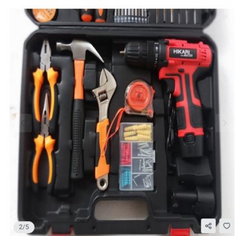 Máy khoan pin 12V kèm hộp phụ kiện HIKARI Thái Lan