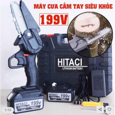 Máy cưa xích dùng pin Hitaci 199V Dung Lượng Khủng 32000 mAH 