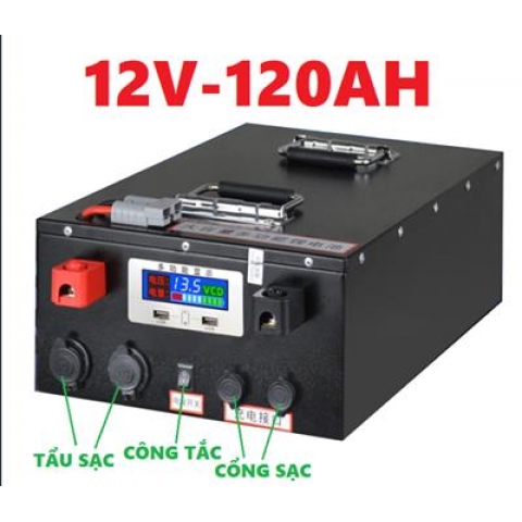 Bình Pin Lithium 12V-120AH Dung lượng thực- Công Suất thực 120Ah - 120AH