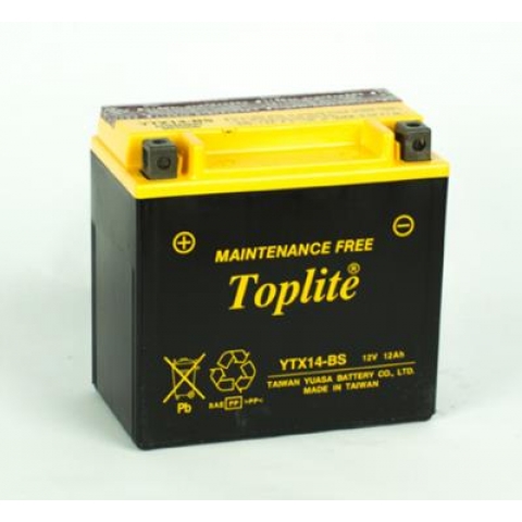 BÌNH ẮC QUY XE MOTO PKL TOPLITE YTX14-BS 12V-12.6 AH (HÀNG NGOẠI NHẬP)