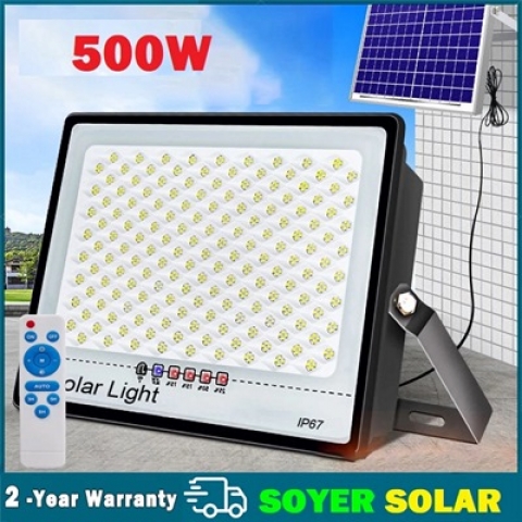 Đèn Năng Lượng Mặt Trời 500W , Đèn Led Chống Lóa 2024 SOYER TECH Cảm Biến Ánh Sáng Cao Cấp 500W BH 2 Năm