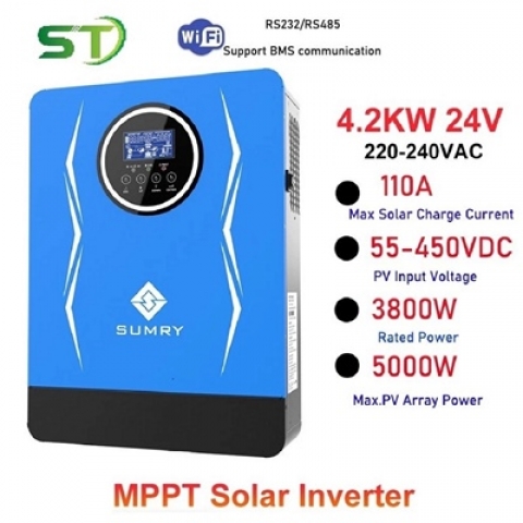 Biến tần năng lượng sóng sin chuẩn 3800W 24V điện áp PV 55V-450V - SP-4200-4200VA3800W - 24V-SP-3800VA-SUMRY XANH