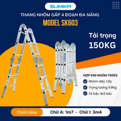 Thang Nhôm Gấp 4 Khúc Sumika SK603