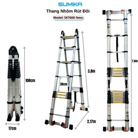 Thang Nhôm Rút Đôi Sumika SK760D NEW