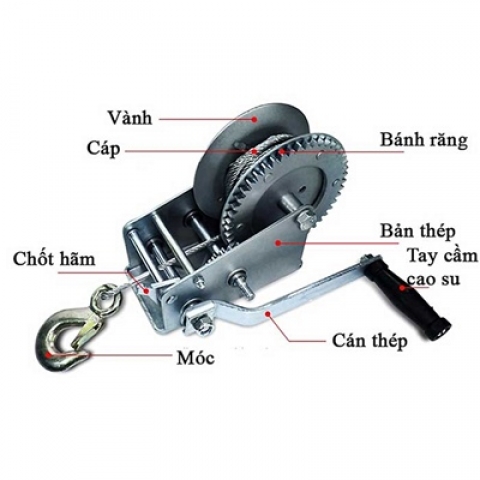 Tời quay tay 600LBS cáp dài 8m