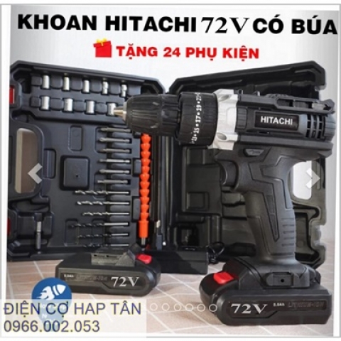 MÁY KHOAN PIN HITACHL 72v Bộ kèm 24 phụ kiện